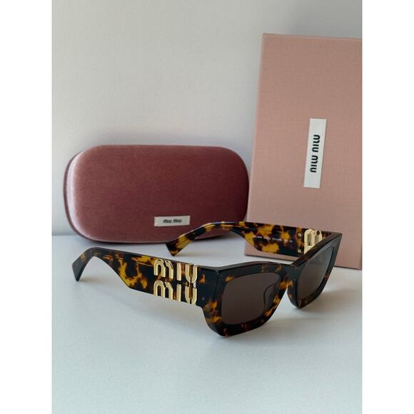 NEW Miu Miu MU09WS Havana Brown Cat Eye Sunglasses main image 4